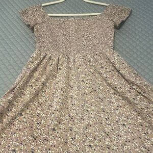 Simplee Smocked Floral off shoulder dress